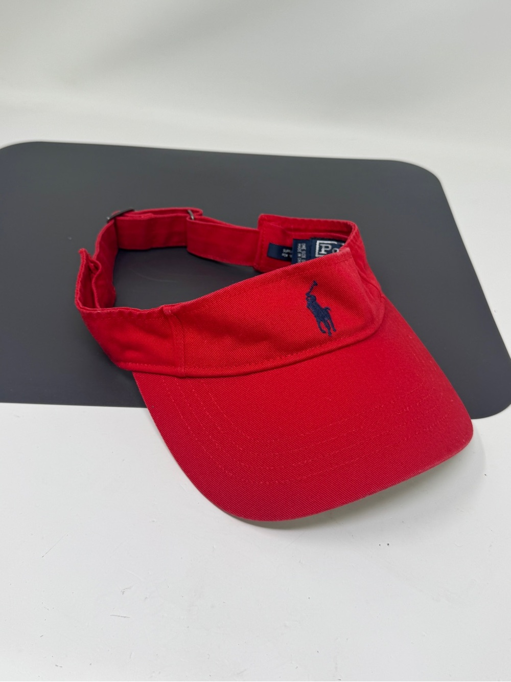 Ralph Lauren Golf Red Visor with Navy Polo Logo
